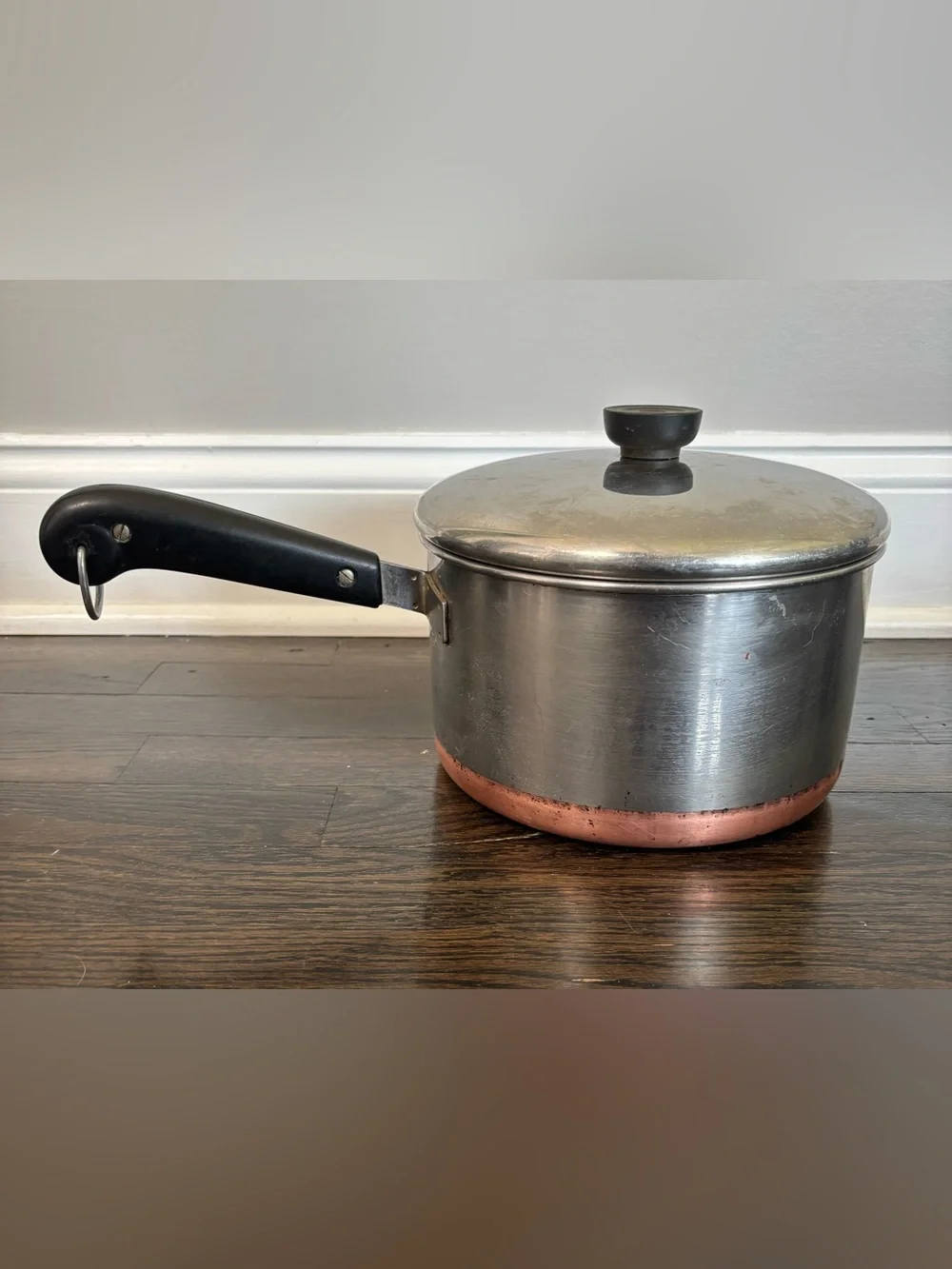 Revere Ware 3 Qt Sauce Pan Pot W/ Lid Pre-1968 Copper Bottom Double Ring
